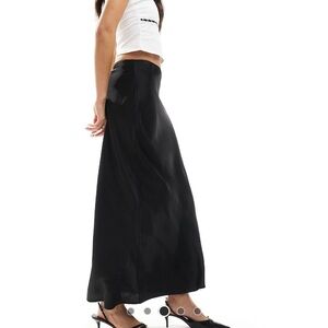 ASOS DESIGN black satin maxi skirt